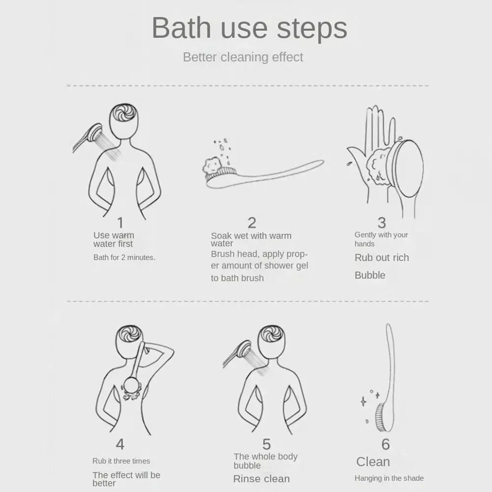 Creative Long Handle Bath Brush Soft Body Exfoliating Brush Bath Brush Back Rub Scrub Bathroom Wash Brush Tool Quake
