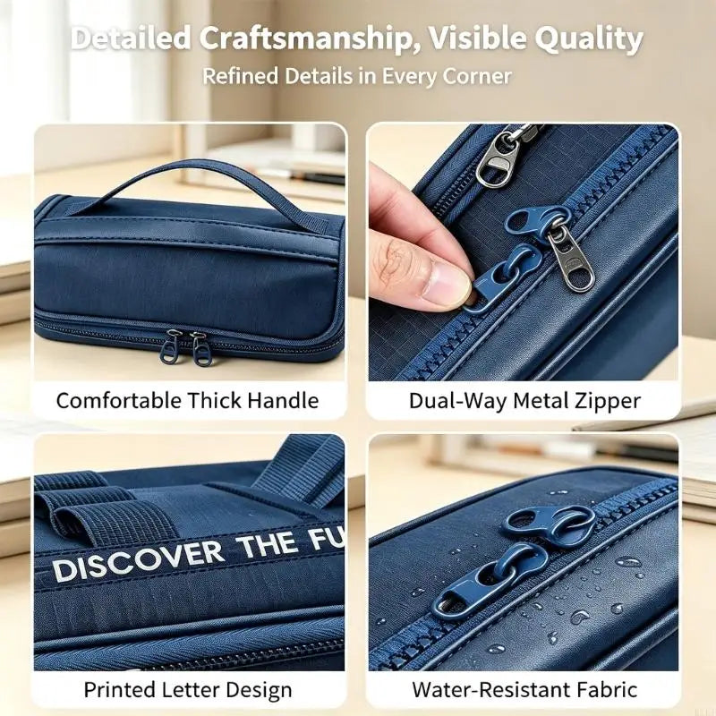 Clear Window Pencil Case with Two Zippered Sections, Roomy Interior and Flat Base for Organized Student Supplies K1KF Quake