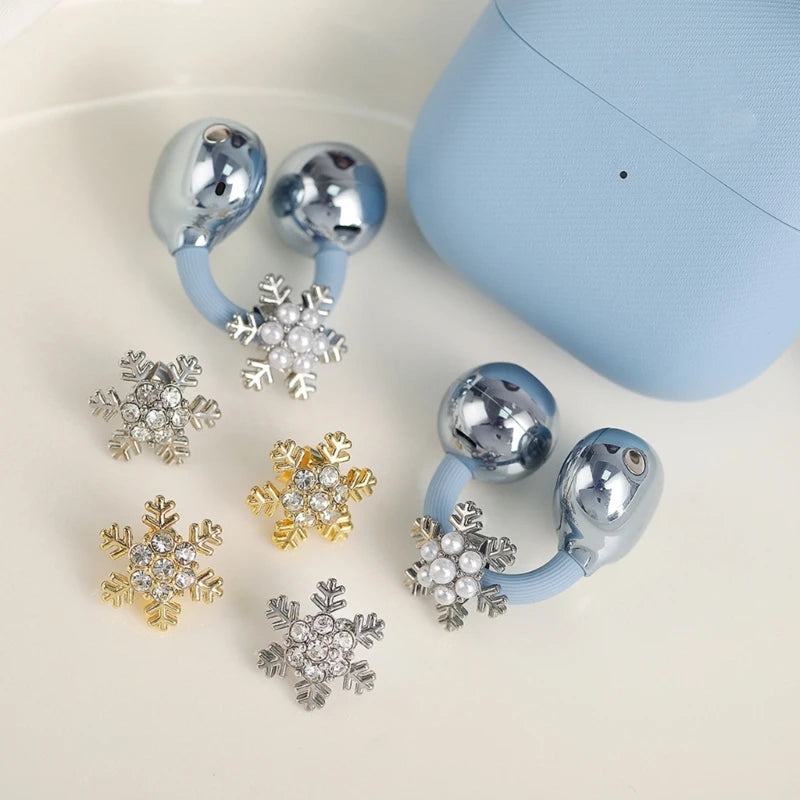 Snowflake Clip-On Charm for Freeclip 1/2 Earbud, Decorative Ear Clip for Daily Commute and Outings 2Pieces K1KF Quake