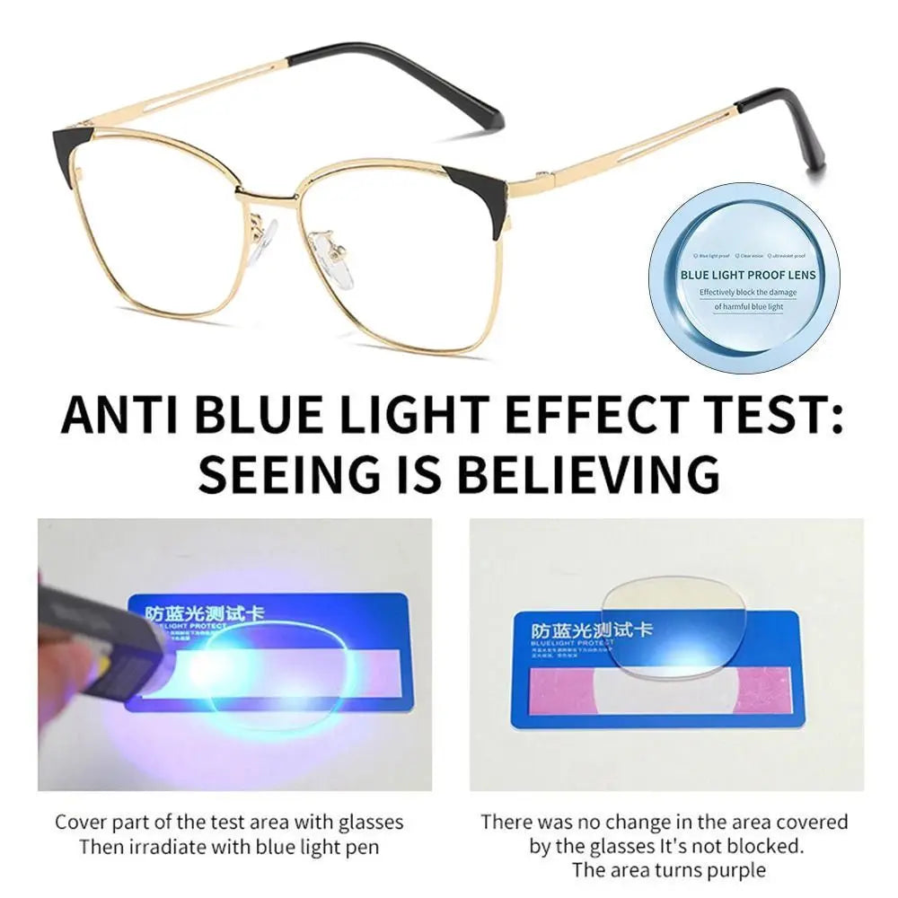 Trendy Office Anti Blue Light Glasses Women Fashion Retro Cat Eye Optical Eyeglasses Blue Rays Blocking Eye Protection Eyewear Quake