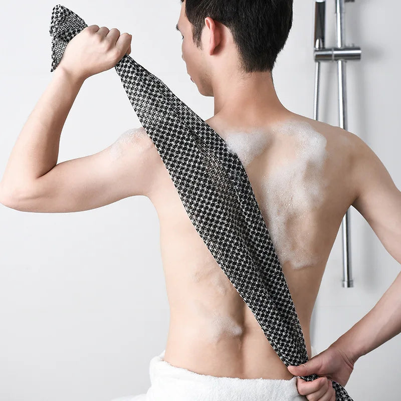 Long Nylon Exfoliating Bath Towel Multi-color Body Scrub Wash Cloth Quick Dry Back Shower Towel for Deep Skin Cleaning Dead Skin Quake
