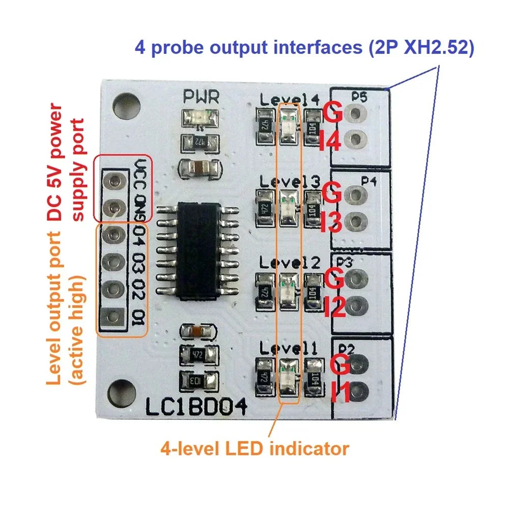 DC 5V 7-12MA 4 Digital Water Liquid Level Indicator Board Controller Sensor Switch Module for Fish tank Water Tower Quake
