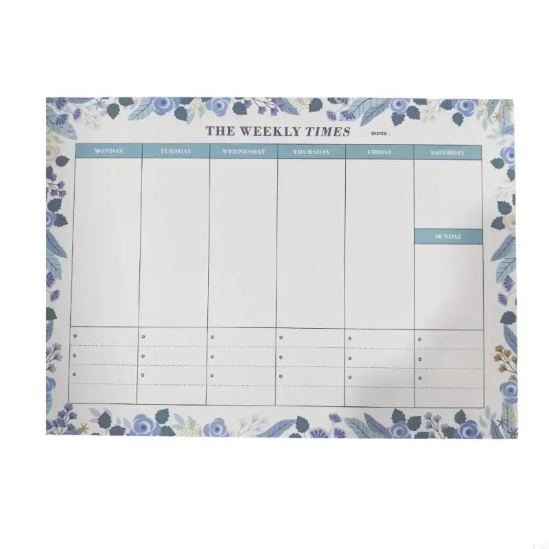Tearable Weekly Planner Notepad 60 Sheets Paper Note Memo Pad 24.5X17.5cm For Daily Schedules Task Note Organization K1KF Quake blue lace CN
