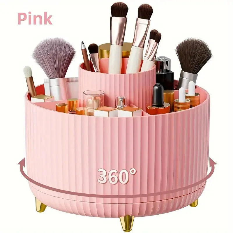 360° Rotate Makeup Brush Holder Organizer, Makeup Organizers Countertop, Makeup Organization and Skincare Storage for Vanity Quake WA-360PK