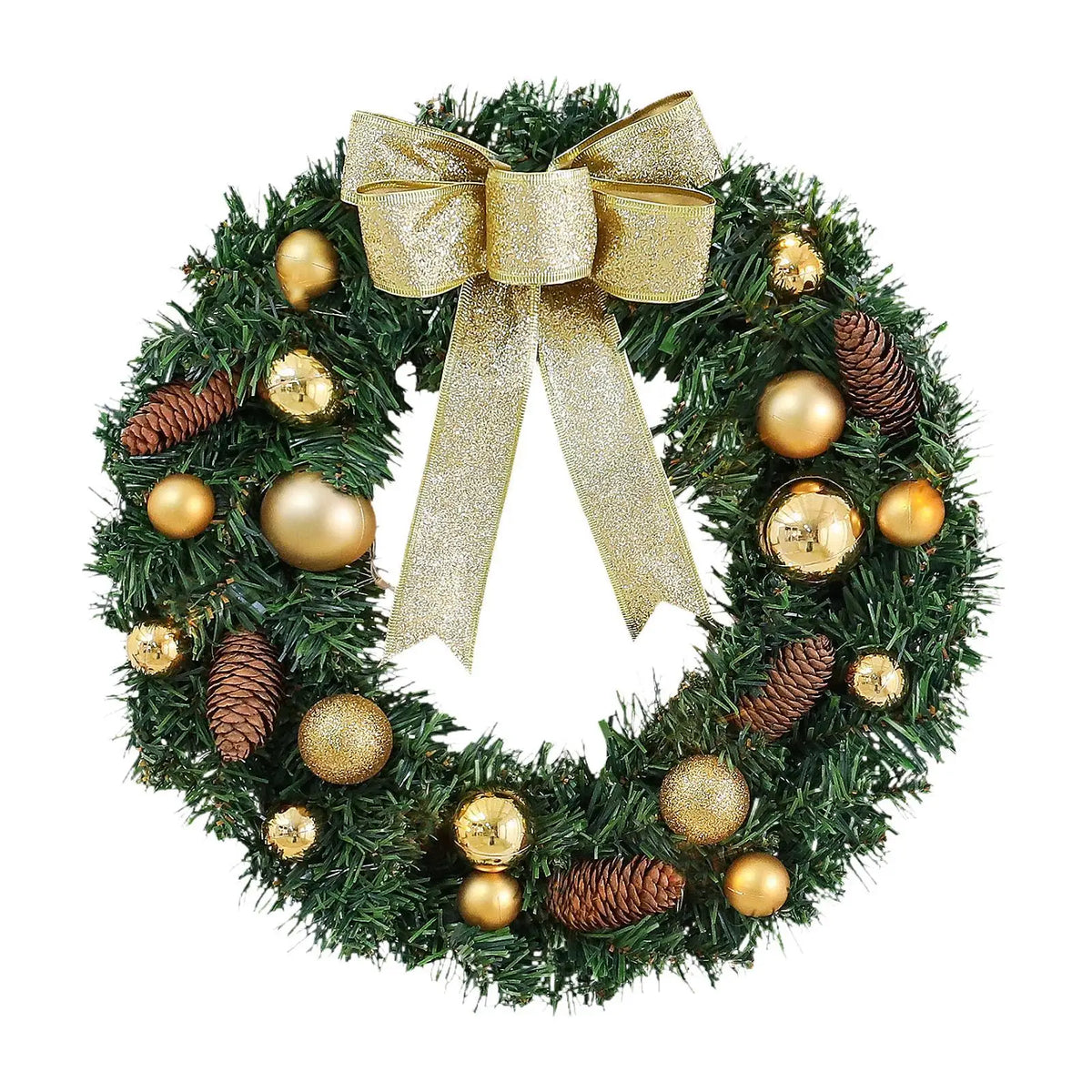 Battery Light Christmas Wreath Artificial PVC 60cm Door Hanging Garland Decorative Wreath for Entry Wall and Fireplace Quake WarmLight