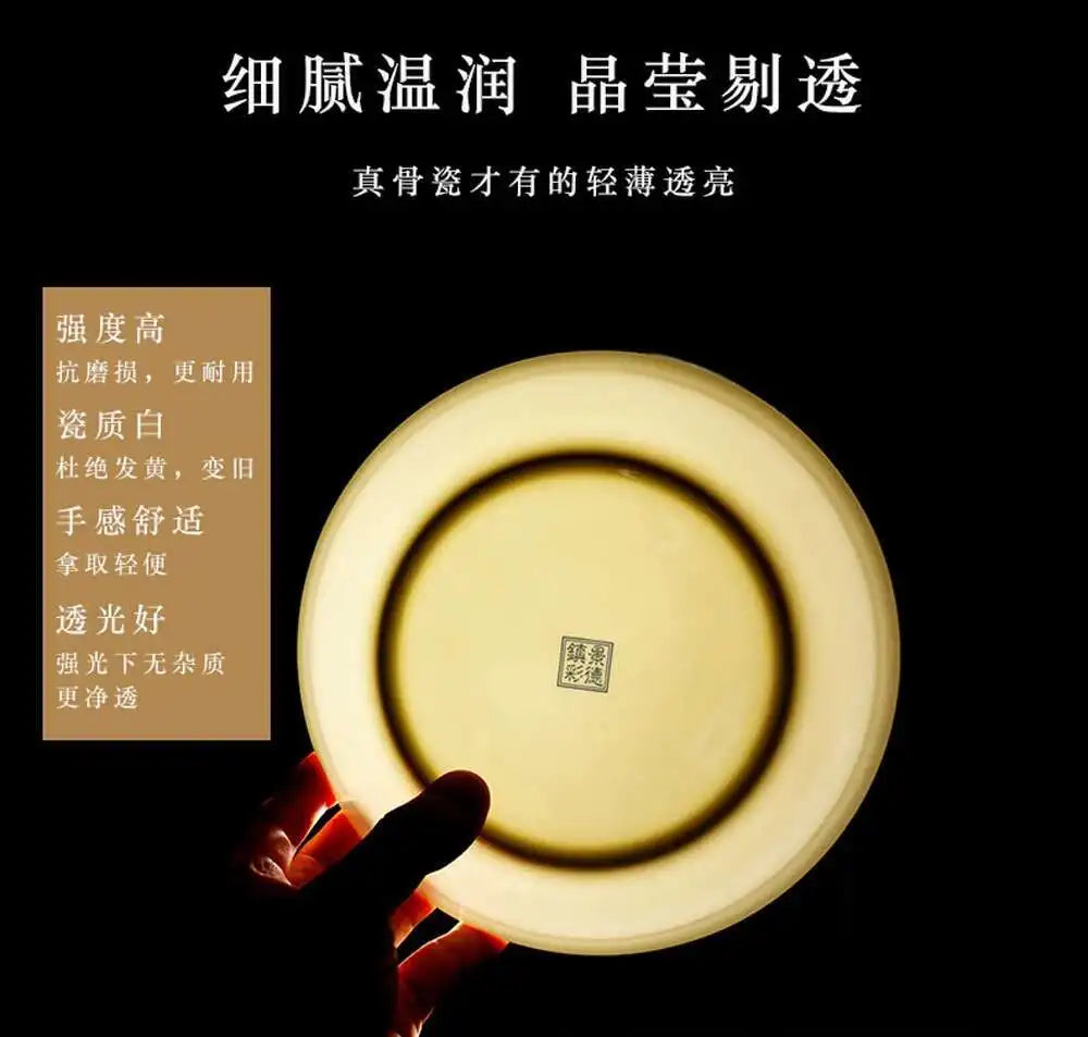 Bone China Gold Border Vegetable Deep Plate Ceramic Dining Plate Tableware Quake