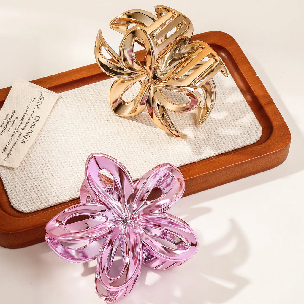 Hollow Flower Hair Claw Clips Women Girls Crab Clip Floral Hair Claws Ponytail Holder Hairpin Barrette Vacation Party Headwear Quake