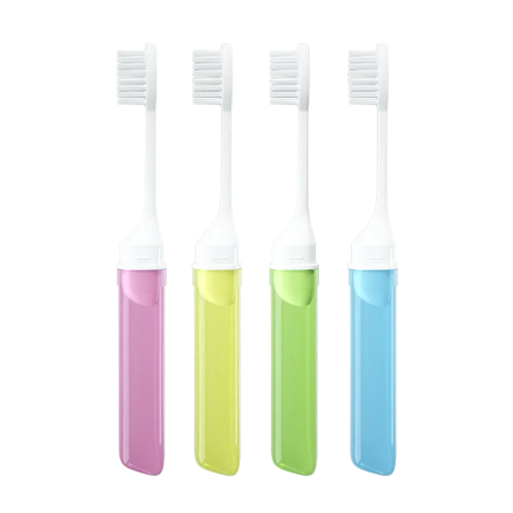 vvocci Toothbrush in Transparent Candy Colors Portable Mini Brush Folding Traveling AdultFoldable Travel Toothbrush Small Dental Quake M436 4pcs