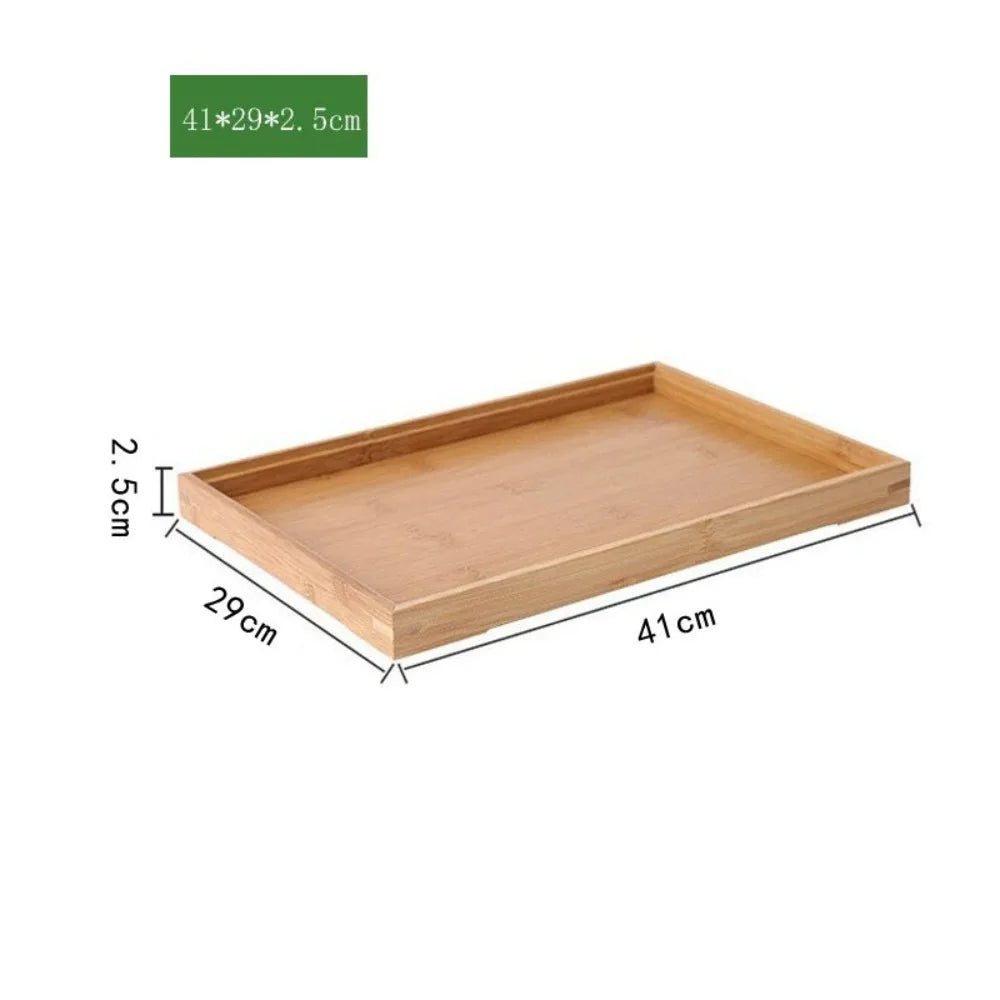 New Rectangular Storage Tray household Solid Wood Tea Tray Bamboo Water Cup Plate Home Living Room Quake 41-29-2.5cm