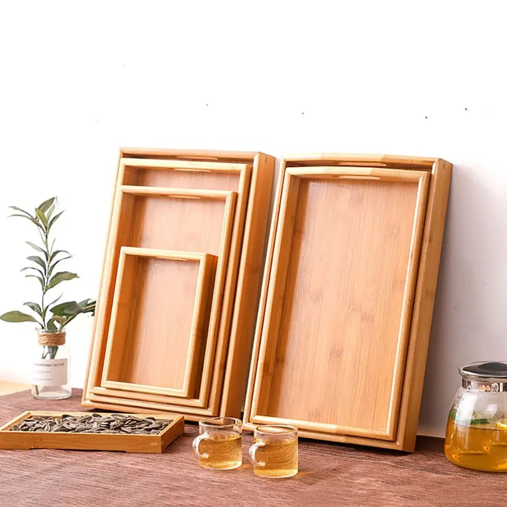 New Rectangular Storage Tray household Solid Wood Tea Tray Bamboo Water Cup Plate Home Living Room Quake