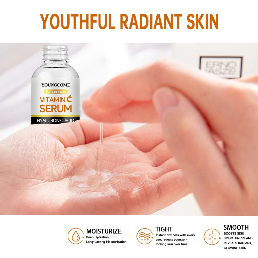 Vitamin C Facial Serum Anti Aging Whitening Brightening Dark Spots Freckle Remove Hyaluronic Acid Vitamin E 40ML /60ML 2025 Quake