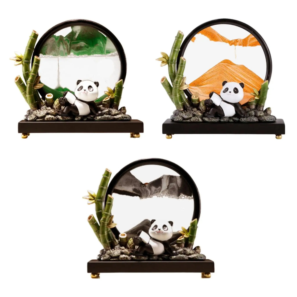 Quicksand Decor Panda Statue Creative Art Decor for Bookshelves Quake