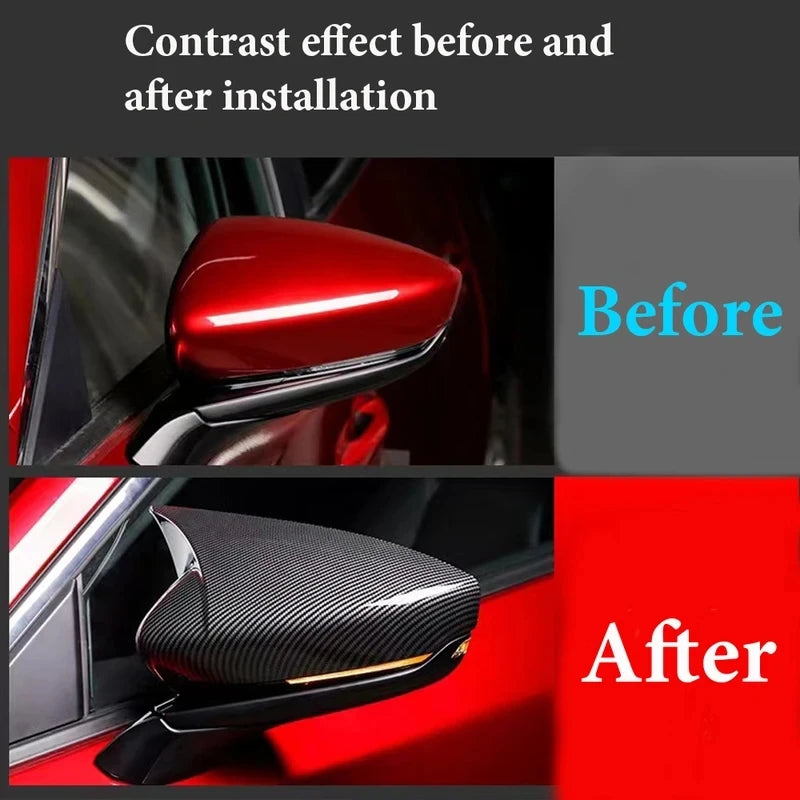 For Mazda 3 Axela 2019 2020 2021 2022 2023 Car Rearview Side Mirror Cover Wing Cap Exterior Door Case Trim Carbon Fiber Look Quake