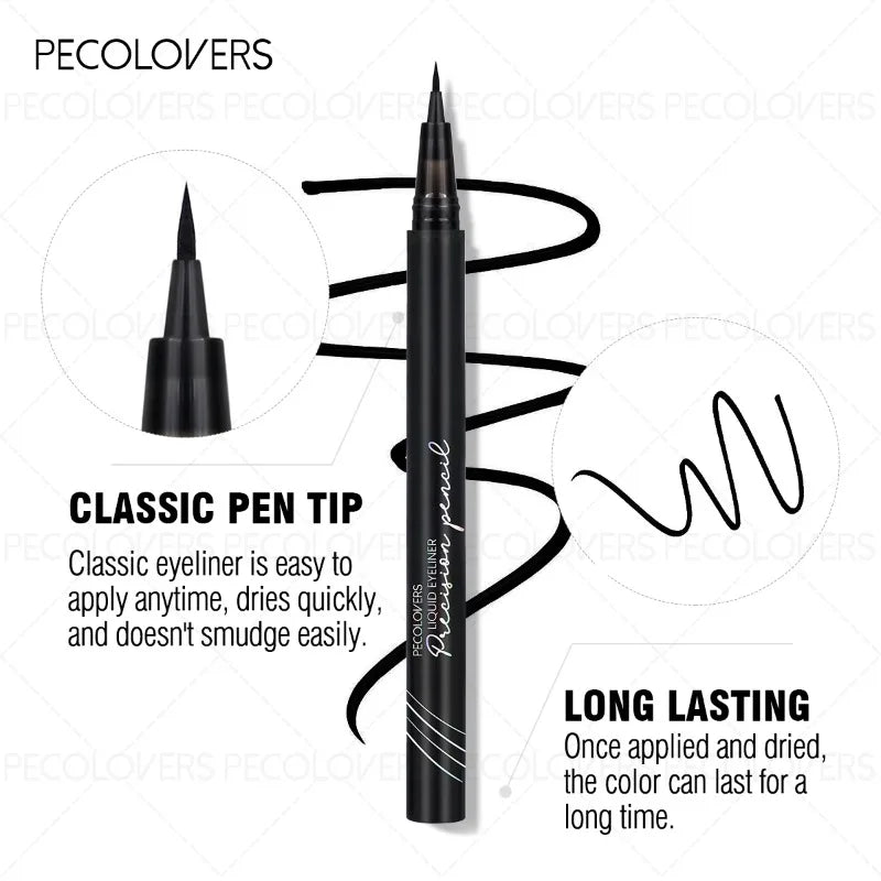 High Pigmented Glide Eyeliner Pen, Brown Black Waterproof Liquid Eyeliner, Ultra-Fine Tip 0.01mm, Sweatproof Quick-Drying Quake