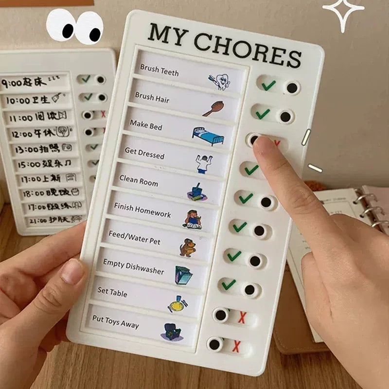 Reusable My Chores Checklist Daily Planner Memo Plastic Board Chore Chart Responsibility Behavior for Kid Self-discipline Card Quake
