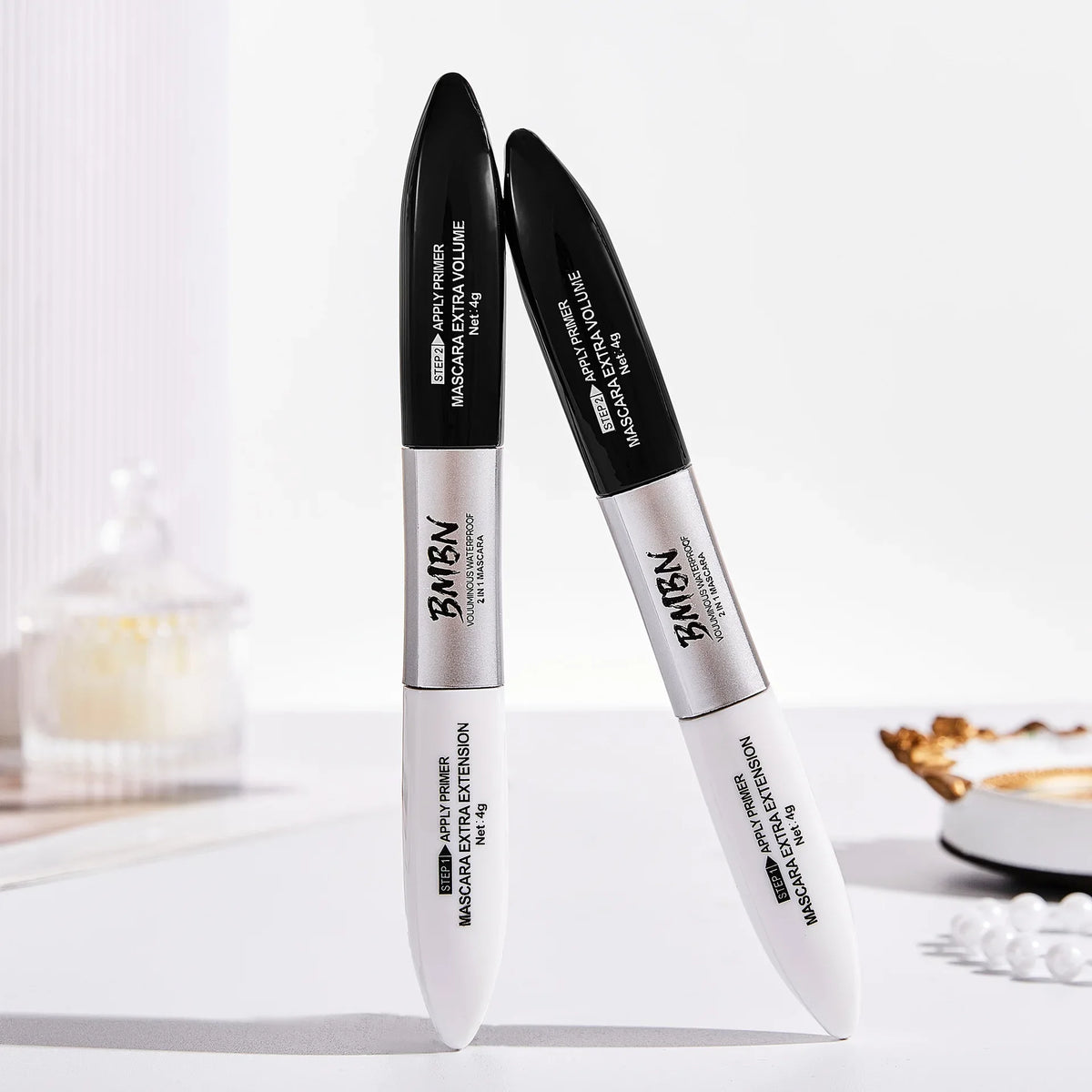 2 in 1 4D Silk Fiber Lash Mascara Black Waterproof Volume Double Lengthening Curling Waterproof Mascara for Eyes Quake