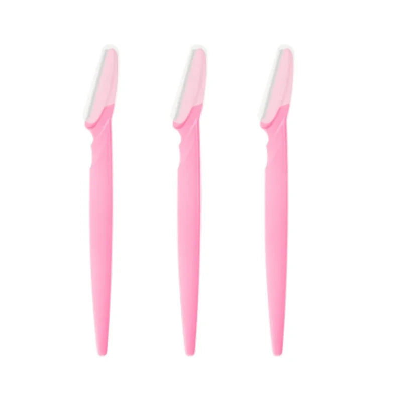 Travel Portable Eyebrow Trimmer Face Razor Face Hair Remover Tools Eyebrow Razor Instruments Cosmetic Beauty Pro Make Up Tools Quake 3Pcs pink