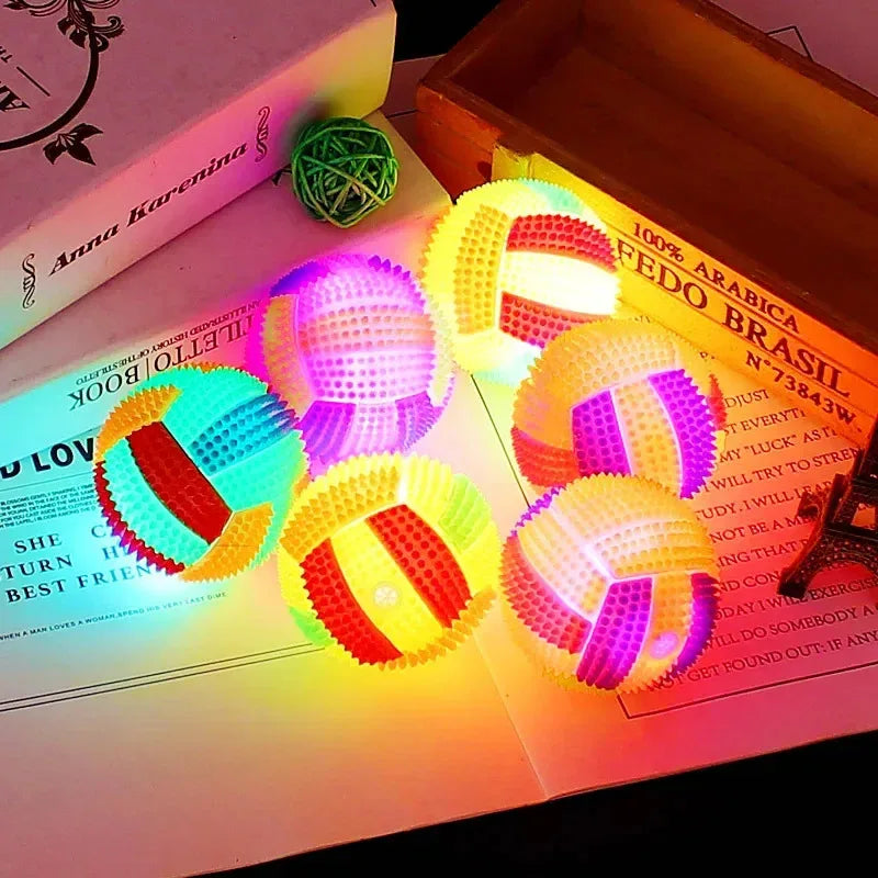 Luminous Elastic Activation Sound Ball Toys Massage Ball with Whistle Dog Cats Chew Bouncy Ball Soccer Glowing Children Pet Toys Quake