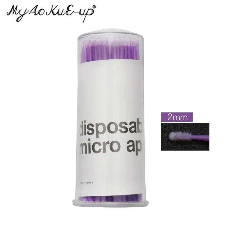 vvocci 100pcs Disposable Mini Makeup Applicator Brushes – Barrel Eyelash Extension & Mascara Brushes, Single-Use Cosmetic Tools Quake M181 Dark Purple M