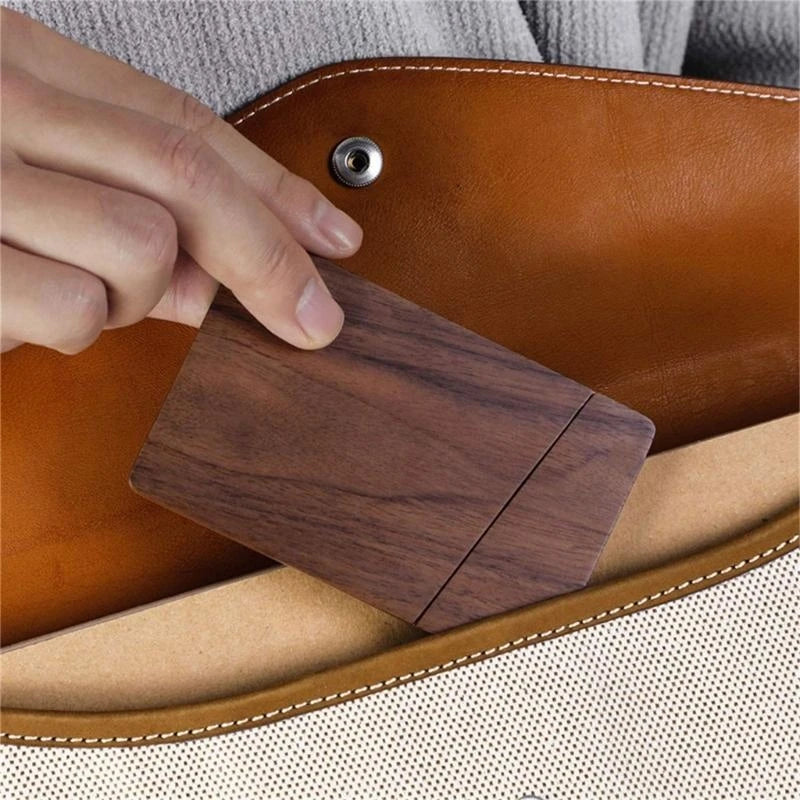 Professional Business Card Holder Hold 12-15 Card Wood Card Case Pocket Business Name Card Case Wood Card Holder K1KF Quake