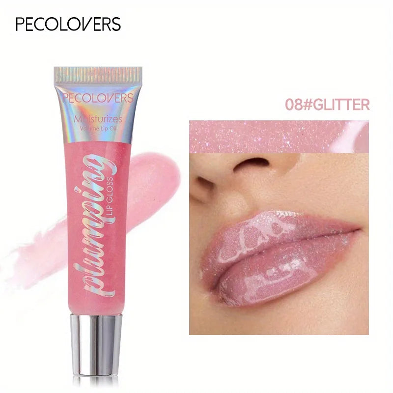 Shimmer Lip Oil Tinted For Fuller Lip Effect, Collagen Lip Gloss, Moisturizing Lip Care Extreme Volume Lip Essence Lips Enhancer Quake 08