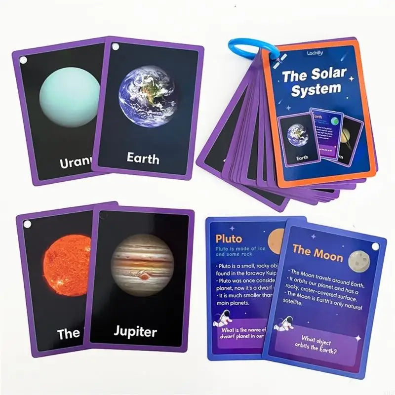 15Pcs Double Sided Solar Planet Learning Flash Cards English Word Building Cards K1KF Quake