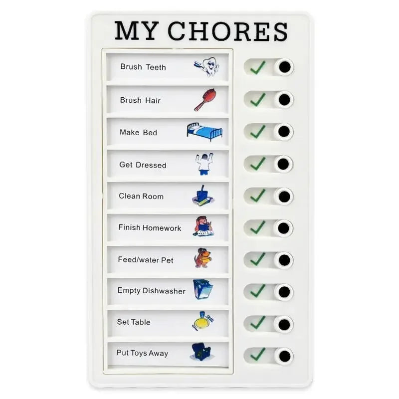Reusable My Chores Checklist Daily Planner Memo Plastic Board Chore Chart Responsibility Behavior for Kid Self-discipline Card Quake