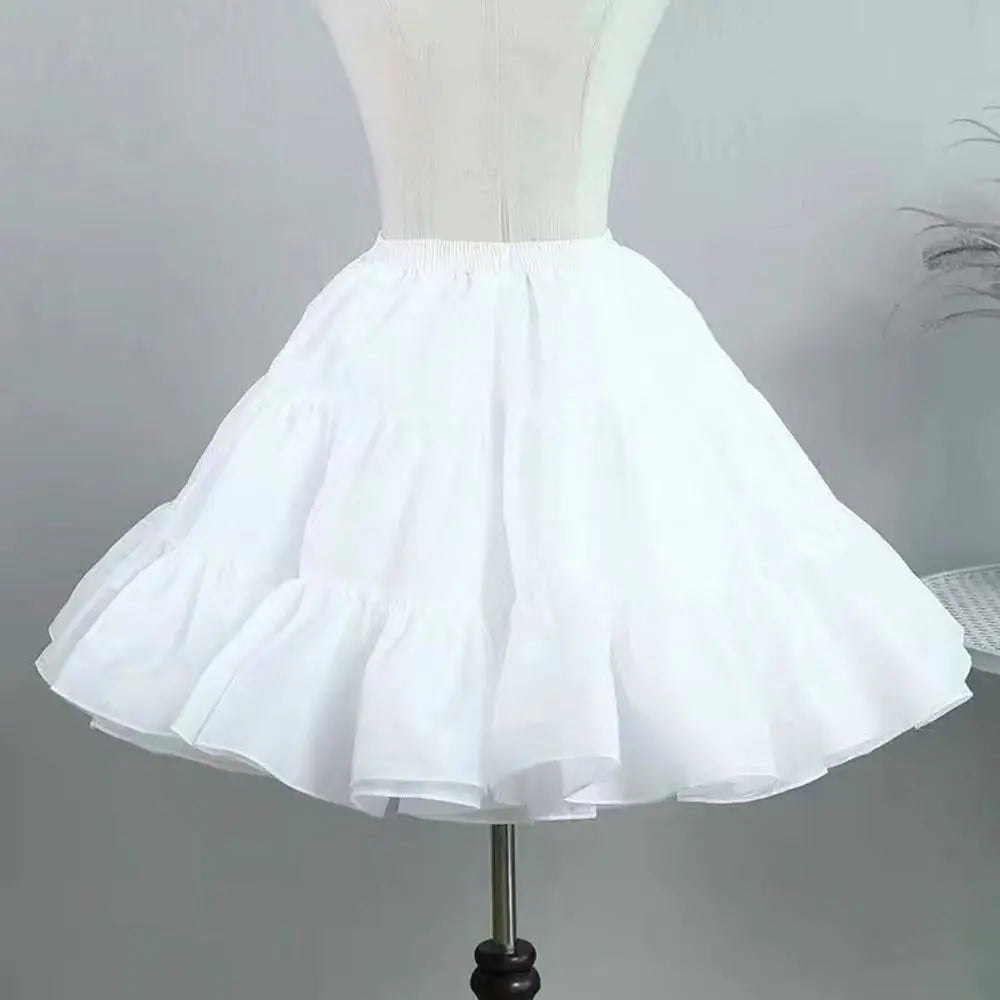 Fashion Without hoop Petticoat White JK Underskirt Crinoline Breathable Cosplay Flower Dress Accessories Quake