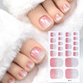 1sheet Glitter Toe Nail Wraps Solid Color Self-Adhesive Toe Nail Decals Strips 22tips Full Nail Polish Strips Summer Toe Decora Quake JF-17