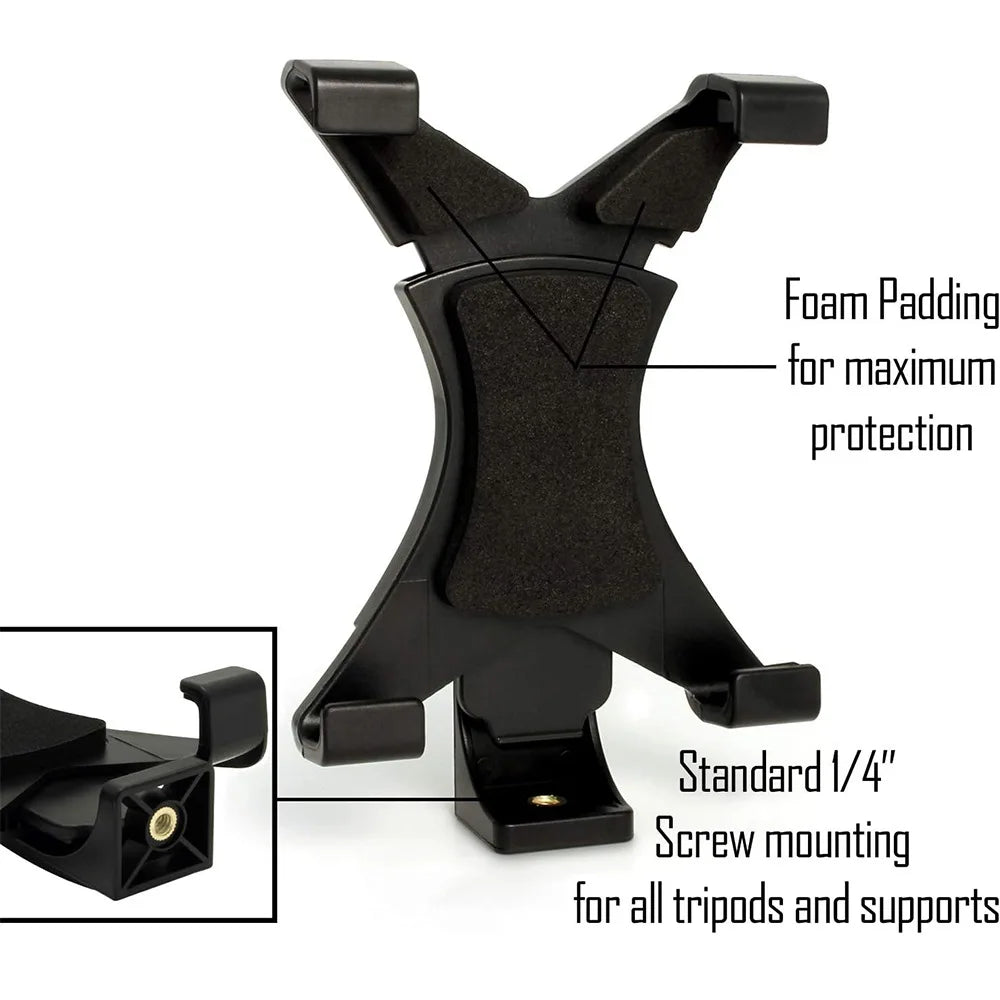 Universal Tablet Stand Adapter with Vientiane Gimbal for Tripod/Single Leg Stand Compatible with iPad/Air/Mini and Most Tablets Quake