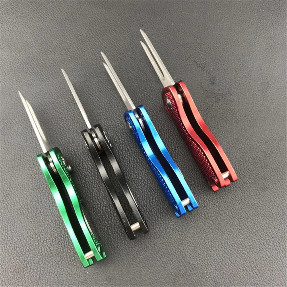 7Colors Solid Switchblade Stainless Steel Pitch Groove Cleaner Golf Pitchfork Putting Green Fork Divot Repair Tool Quake