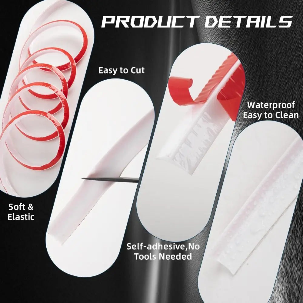 Durable Silicone Quarter Round Molding Trim Peel and Stick Flexible Shoe Molding 1/2/3 Meters Water Dam Barrier Floor Edge Quake