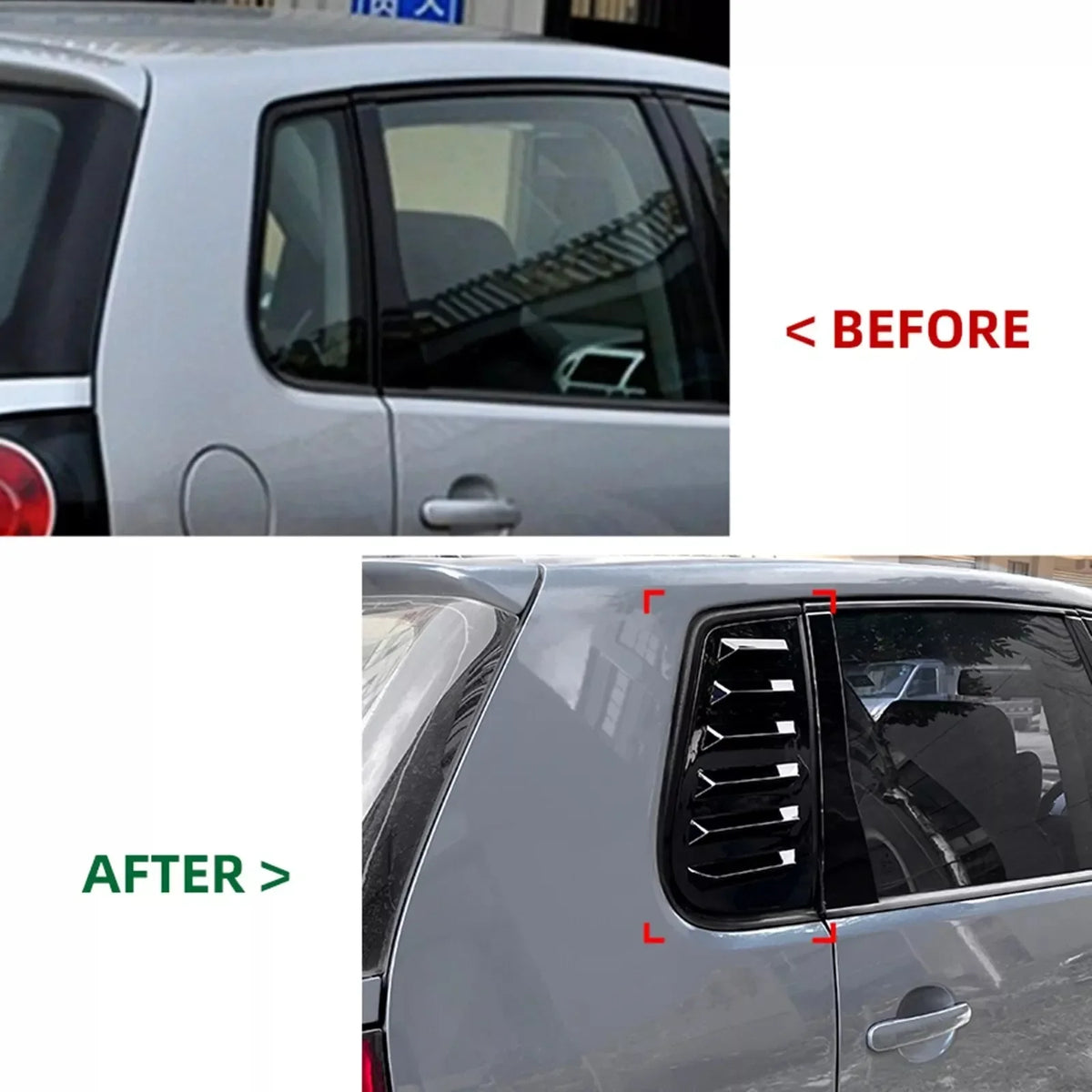 For Volkswagen VW Polo 5-Door Hatchback MK4 9N 2002-2008 Car Rear Louver Window Side Shutter Cover Trim Sticker Vent Scoop ABS Quake