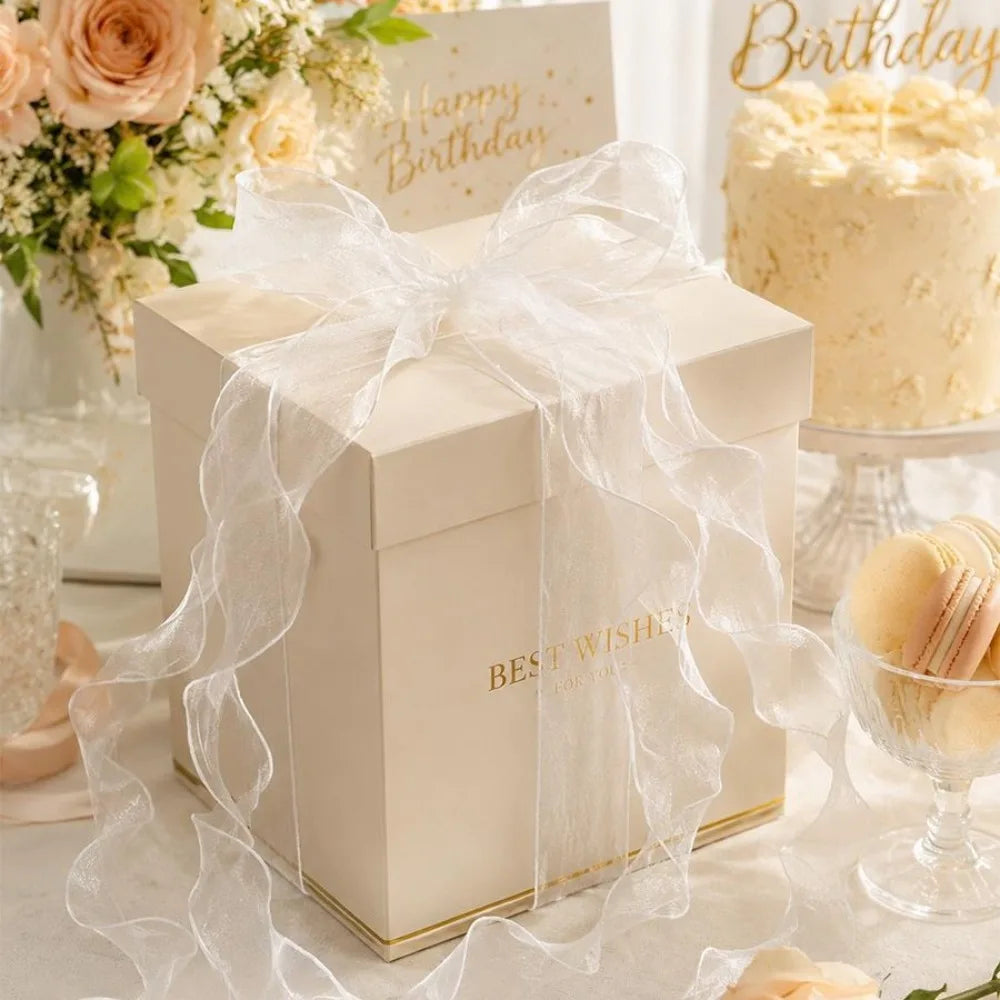 6/1Roll Multi-purpose Silk Ribbon 91*4cm Satin Ribbon Organza Ribbon for Gift Wrapping Handmade Wedding Birthday Party Decor Bow Quake