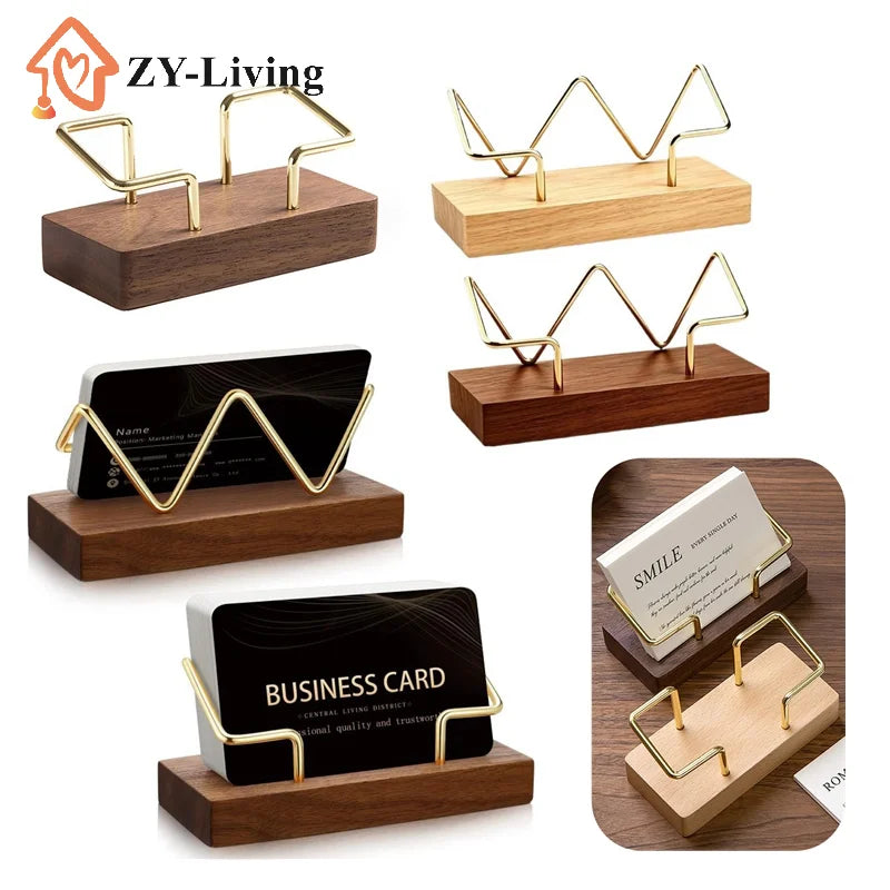 1Pcs Wooden Business Card Holder Organizer Office Desk Display Stand Tabletop Home Storage Accessories Quake