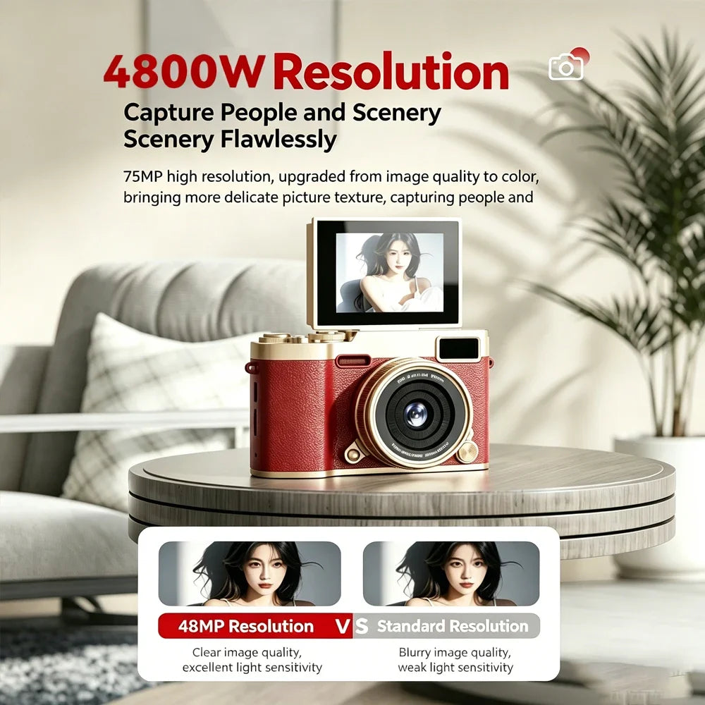 16X Digital Zoom Student Digital Camera 4800W Pixel Portable Digital Photography Camera 180 Flip Screen Selfie Camera Gifts Quake