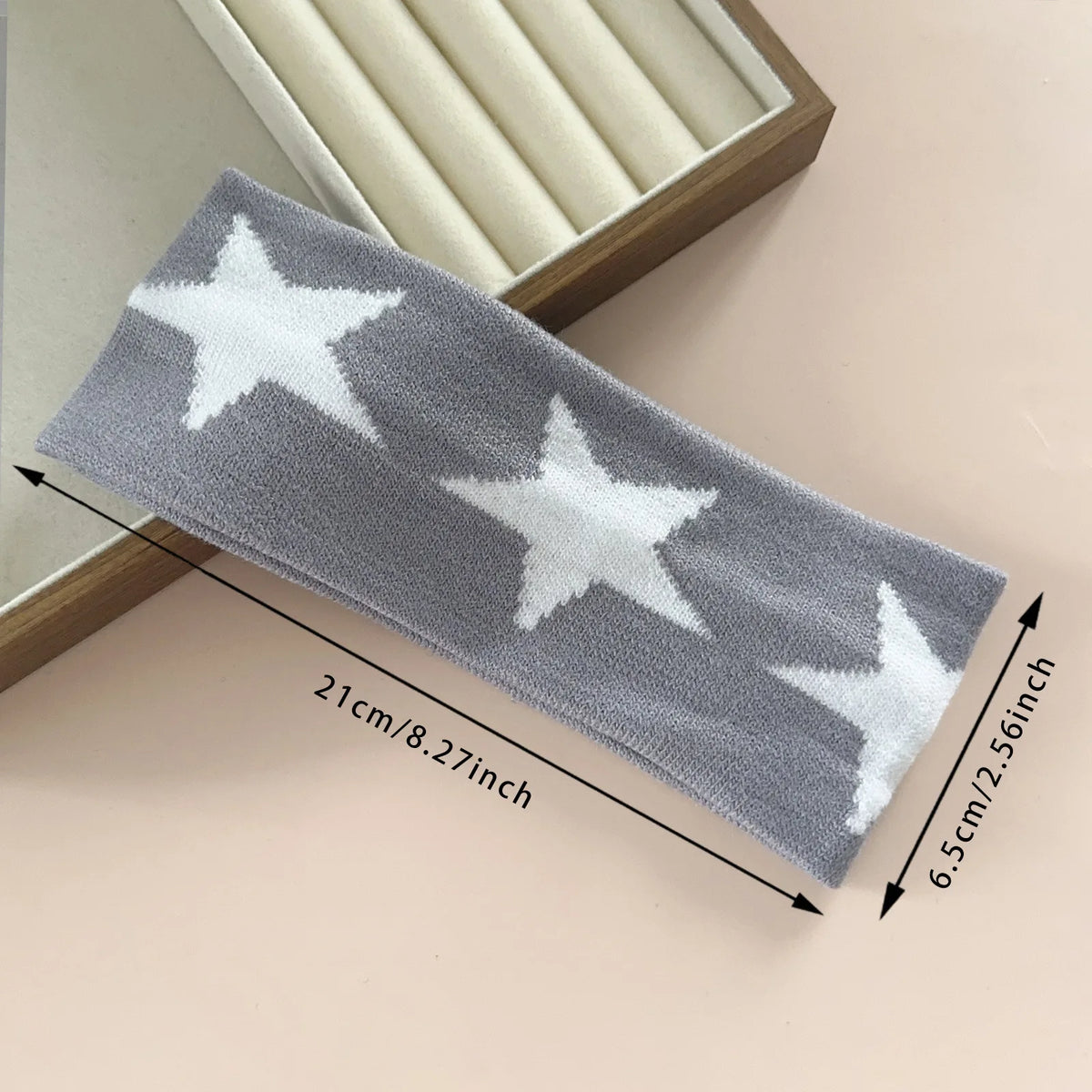 Street Style Personalized Star and Moon Headband Knitted Breathable Butterfly Embroidery Head Scarf for Running Yoga and Sports Quake star gray