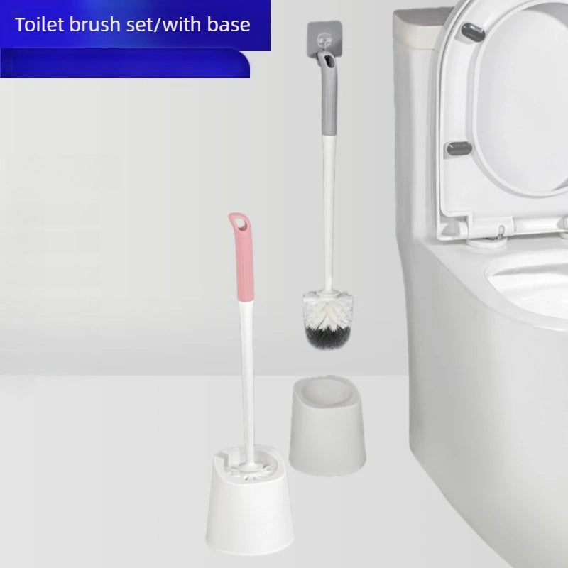 Toilet Brush with Storage Base Replaceable Head No Dead Angle Scrubber Household Cleaning Tool for Bathroom Toilet Gap Quake
