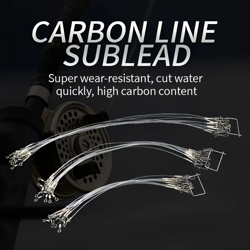 12Pcs 100% Fluorocarbon Fishing Line with Double Ring Buckle and Quick Lock Pressure, Very High-Quality Fishing Line Quake