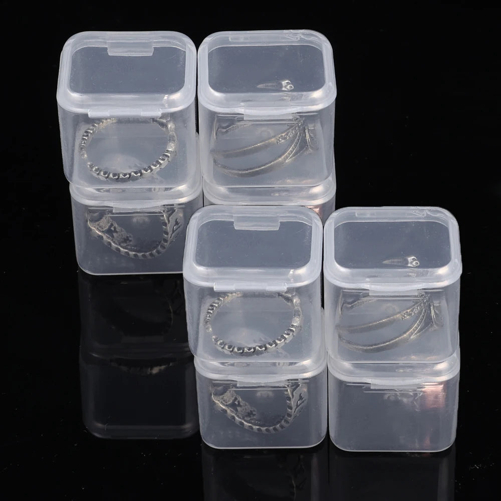 30/1Pcs Transparent Mini Storage Box Portable Square Jewelry Container for Earrings Rings Bead Dustproof Waterproof Storage Box Quake