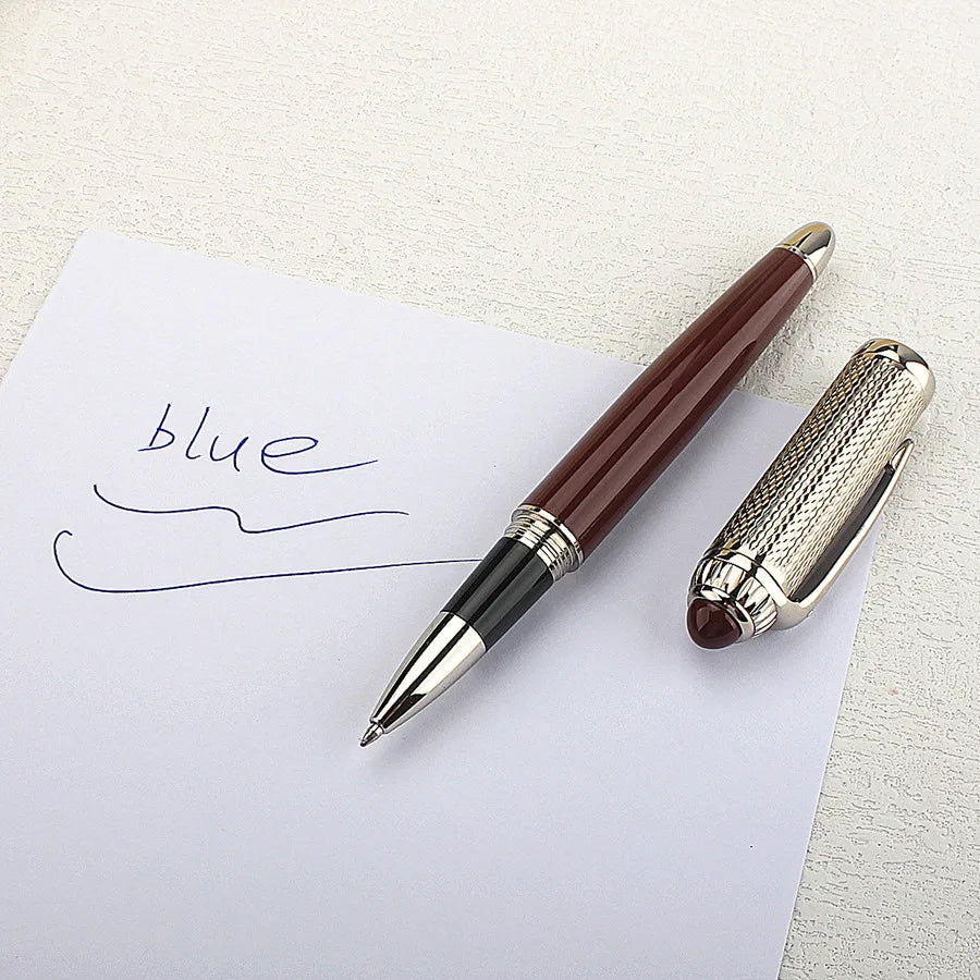 Luxury Business Blue Big Size Metal Rollerball Pen / Ballpoint Pen Silver Clip Blue Ink for Writing Office Writing Gift Pen Quake 148-4