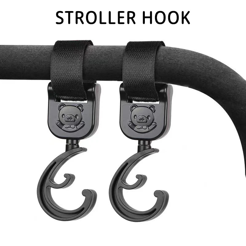 1Pair Stroller Accessories Baby Pram Hooks Rotate 360 Degree Stroller Carriage Storage Bag Hooks Universal Hanger Quake