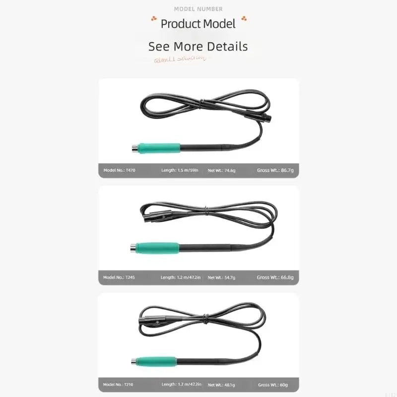 Soldering Station Replacement Handle with Grip Sleeve and Cable Type for Electronics Repair Service and Maintenance Use K1KF Quake