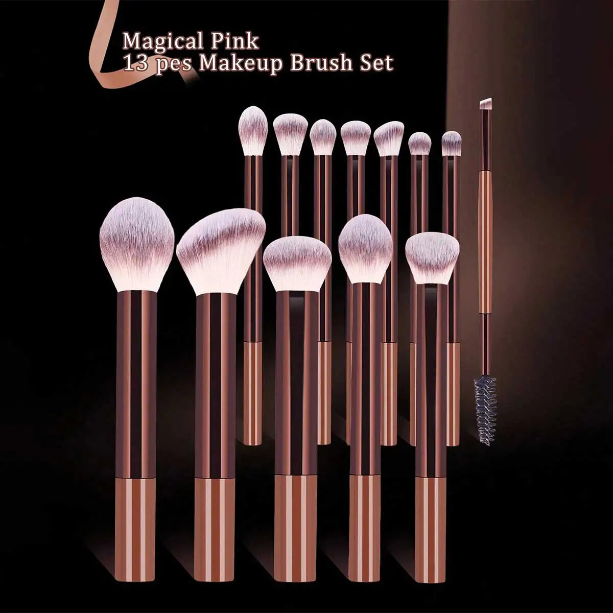 17pcs Professional Soft Long Aluminum Makeup Brush Set, Including Foundation Brush, Eyeshadow Brush, Eyebrow Brush, Blending Quake