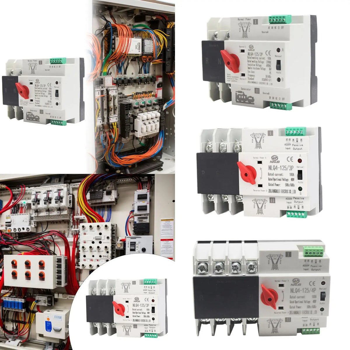 100A Flame Retardant Shell Easily Install Wear Resistant Electrical Selection Switch Double Power Automatic Transfer Switch Quake