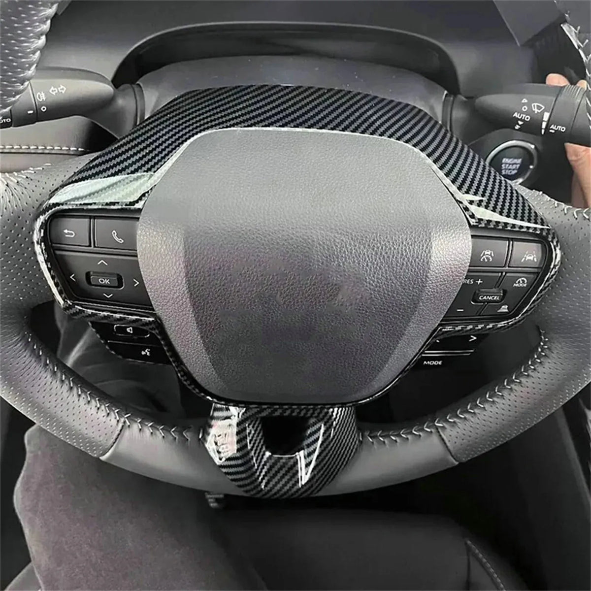 For Toyota Camry 2024 2025 2Pcs Car Interior Steering Wheel Decor Frame Trim Automobiles Parts Carbon Fiber Looking Accessories Quake