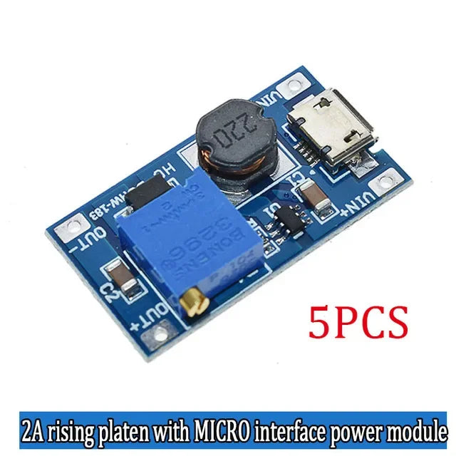Converter Booster MT3608 2A DC-DC Step Up Power Supply Module MAX Output 2V-24V to 5V 9V 12V 28V for Arduino Quake micro 2A 5PCS
