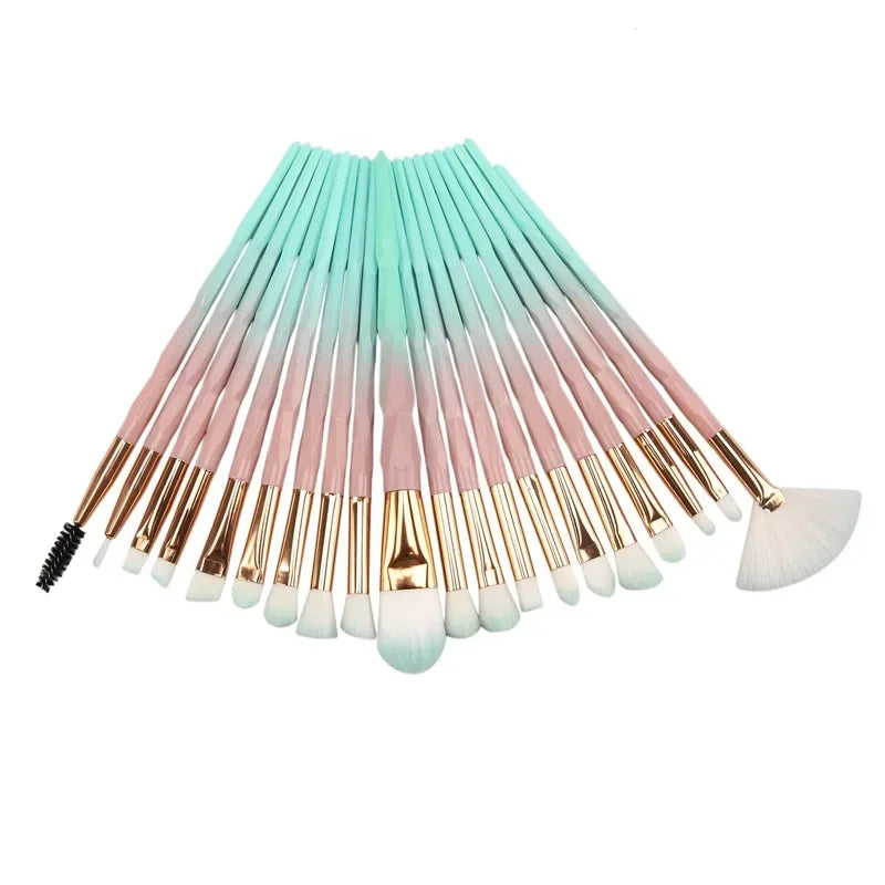 20Pcs/Lot Rhinestone Makeup Brushes for Eye Shadow Powder Foundation Lip Professional Cosmetic Beauty Make Up Brush Tools Quake