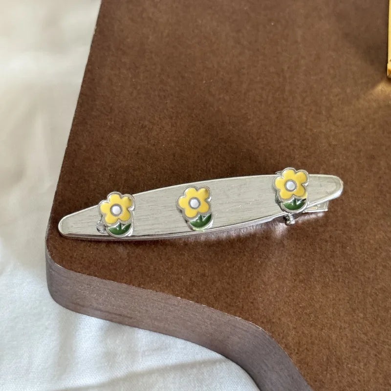 Silver Retro Small Flower Hair Clip Simple Diamond Duckbill Clip Fashion Versatile Hair Edge Clip Women Girls Hair Accessories Quake 6