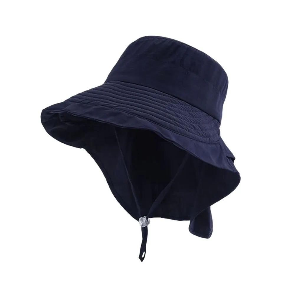 Gifts Adjustable Women's Sun Hat Neck Protection Wide-brimmed Summer Sun Cap UV Protection Fisherman Hat Quake Dark Blue